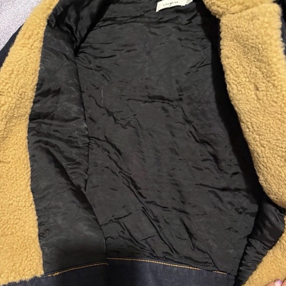 Coach Studded Denim Jacket with Shearling Collar-New - Picture 3 of 4
